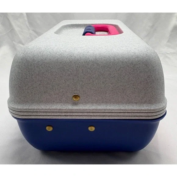 Vintage Caboodles Make Up Storage‎ Organizer Hard Case Mirror 2622 Gray Purple - Picture 3 of 12